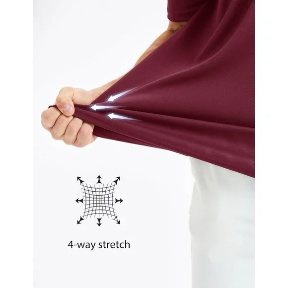 Men's Wine Red Short Sleeve Quick Dry Collared Moisture Wicking Polo Shirts